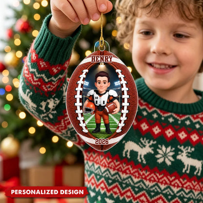 Personalized Football Player Acrylic Ornament - Custom Gift for Sports Fan