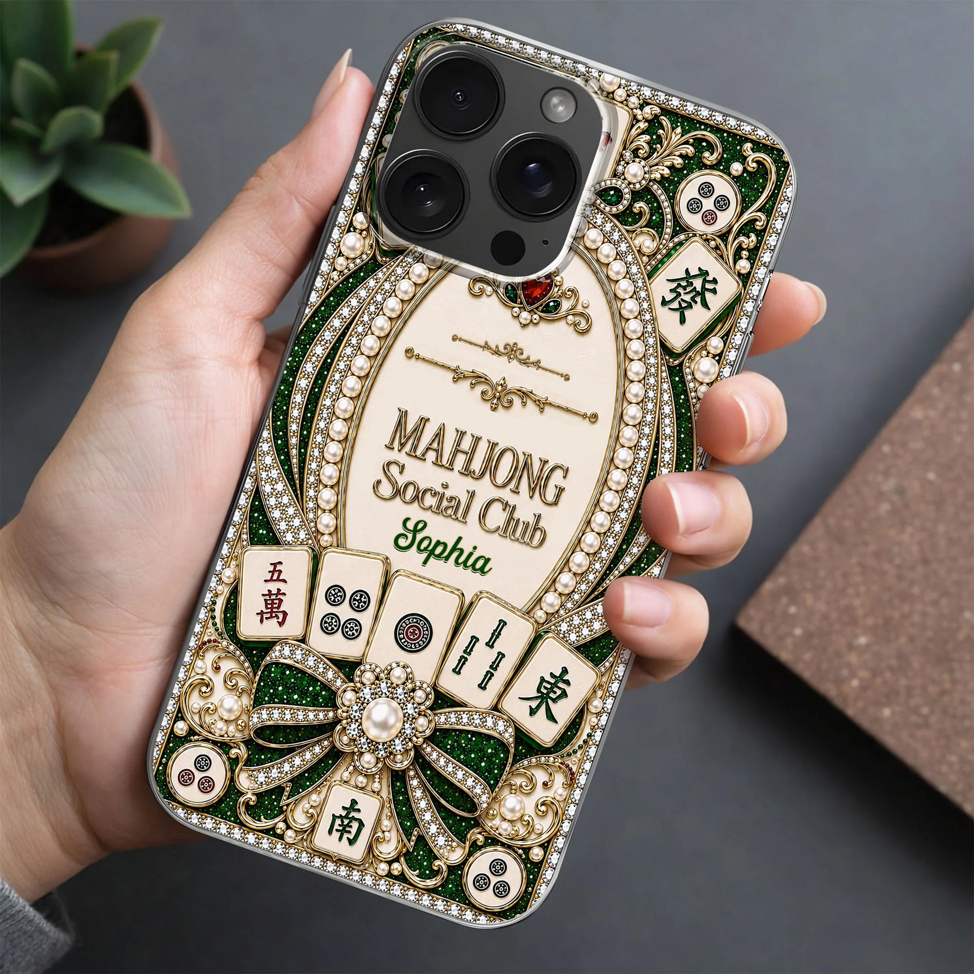 Personalized Mahjong Clear Phone Case for Mom with personalized design details for meaningful gifting image 7