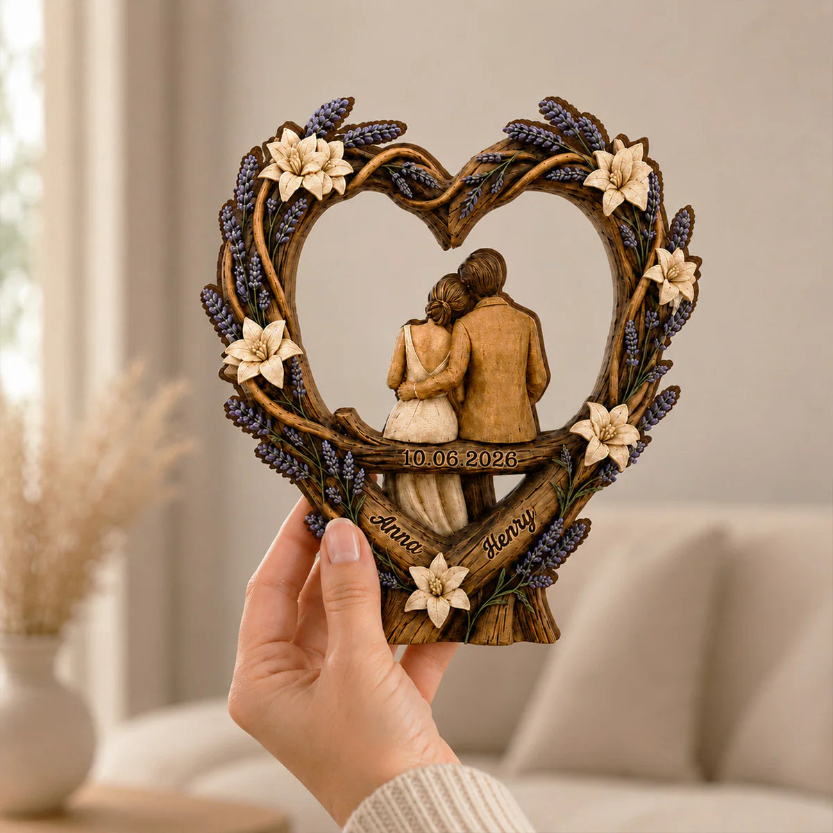 Personalized Couple Anniversary Wooden Plaque for Wife with personalized design details for meaningful gifting image 7