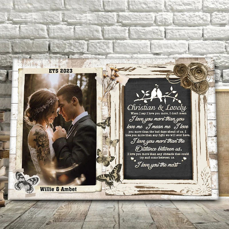 I Love You Most Personalized Couple Canvas / Poster Wall Art - Custom Photo Wedding Anniversary Gift for Wife Husband