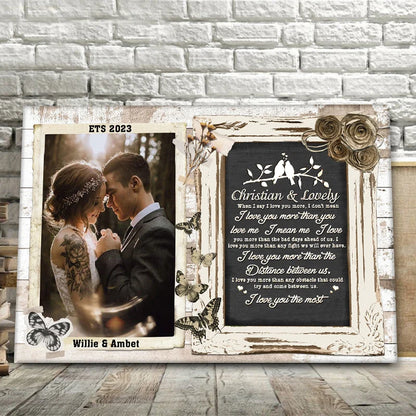 I Love You Most Personalized Couple Canvas / Poster Wall Art - Custom Photo Wedding Anniversary Gift for Wife Husband