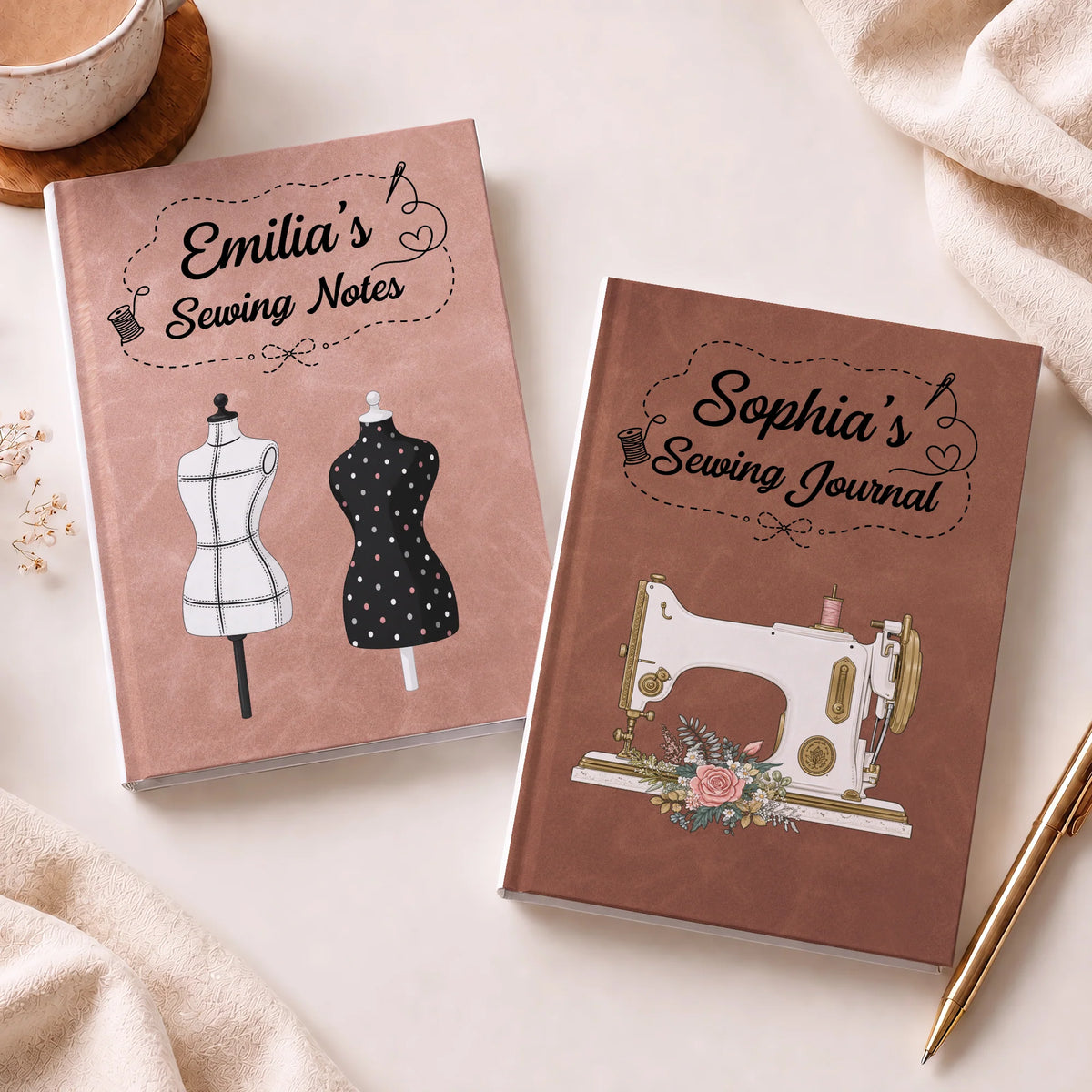Custom Sewing Leather Journal - Personalized Gift for Quilters and Crafters