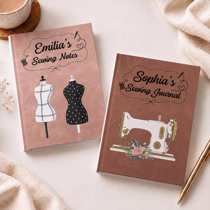 Custom Sewing Leather Journal - Personalized Gift for Quilters and Crafters