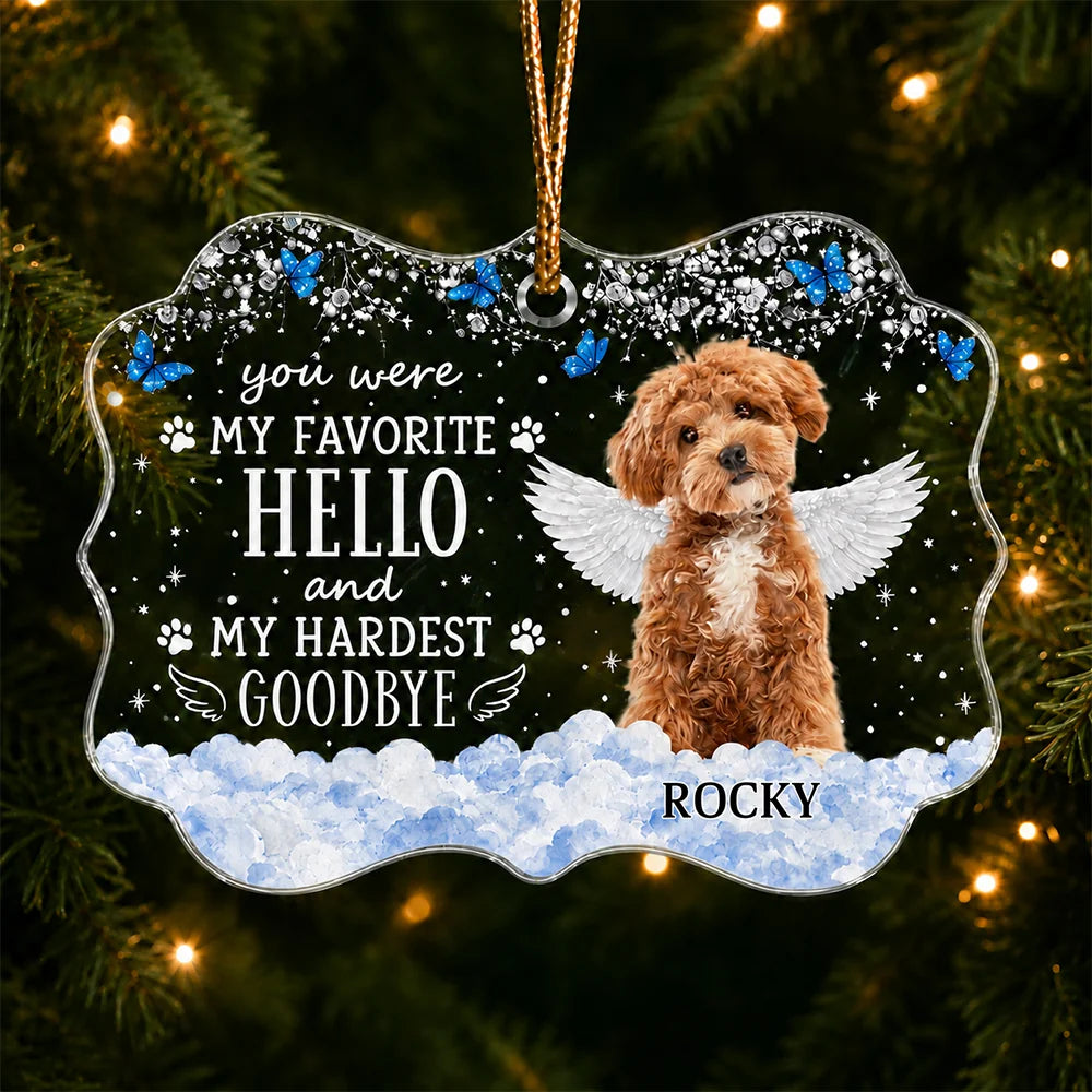 "You Were My Favorite Hello" - Personalized Pet Memorial Acrylic Ornament