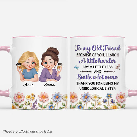 Unbiological Sister Mug for Best Friends with personalized design details for meaningful gifting