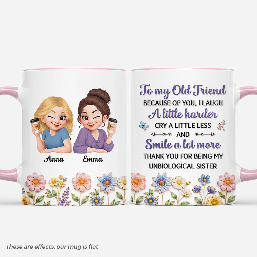 Unbiological Sister Mug for Best Friends with personalized design details for meaningful gifting