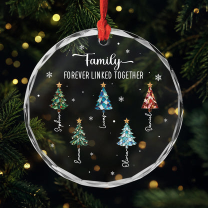 "Forever Linked Together" Personalized Sibling Glass Ornament - Christmas Gift for Brother and Sisters