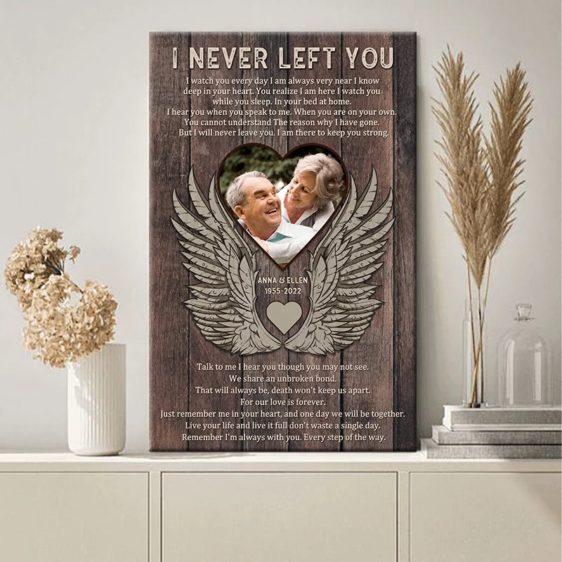 I Never Left You Personalized Memorial Canvas / Poster - Custom Photo Sympathy Keepsake for Loved One