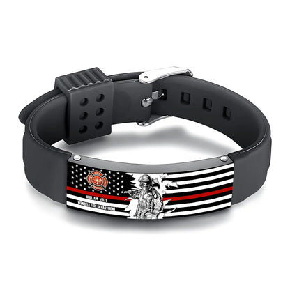 Personalized Bracelet For Firefighter, Custom Logo Name Number Bracelet, Gift For Firefighter T1807 Do99