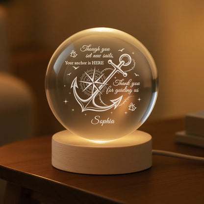 Personalized Retirement Crystal Ball Lamp personalization view for Coworker / Boss