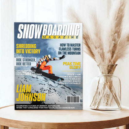 Canvas / Poster material and size view - Personalized Snowboarding Magazine Cover Canvas