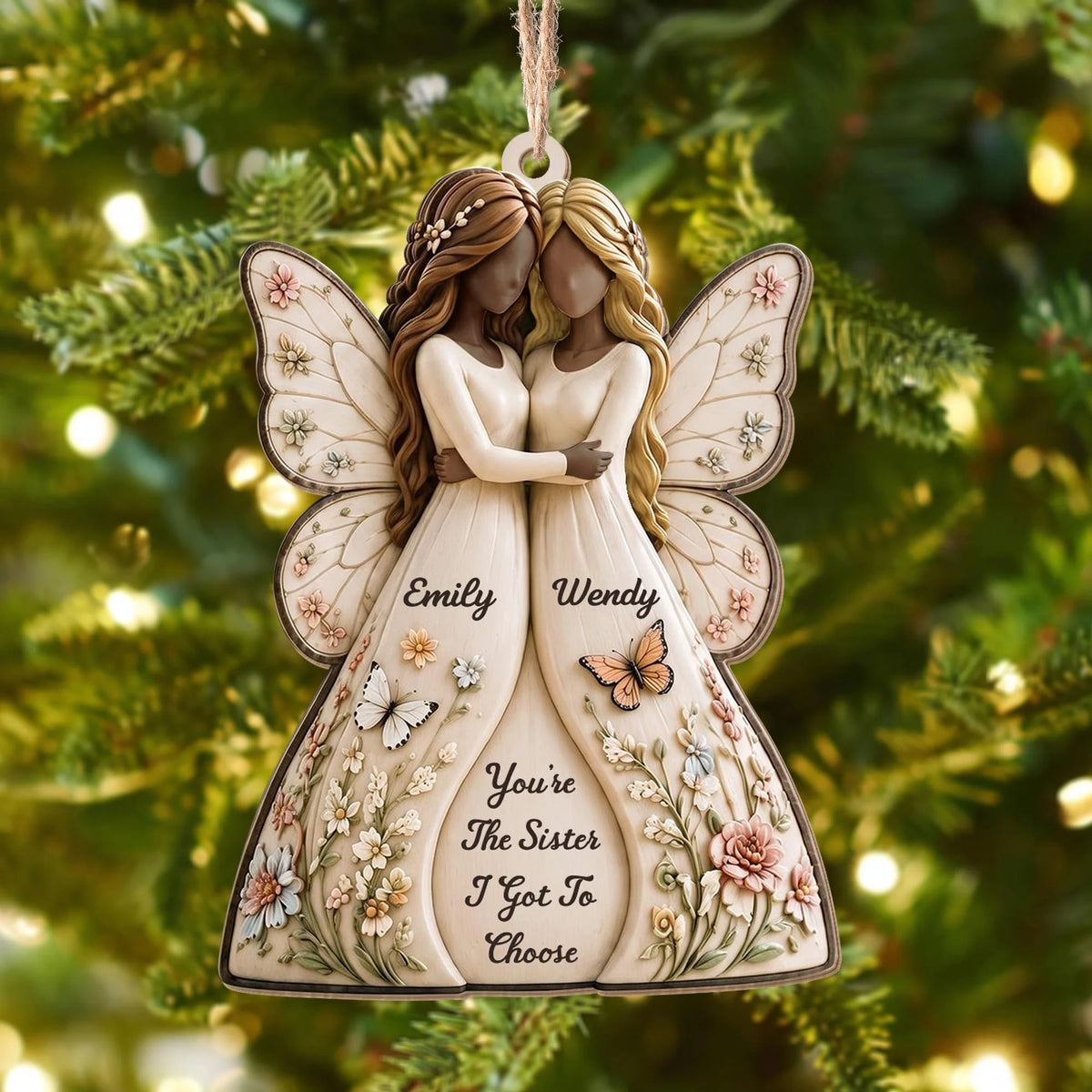 You're The Sister I Got To Choose - Personalized Wood Ornament for Bestie Sister Christmas Gift