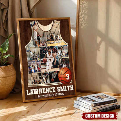 Personalized Basketball Photo Collage Canvas for Son/Grandson