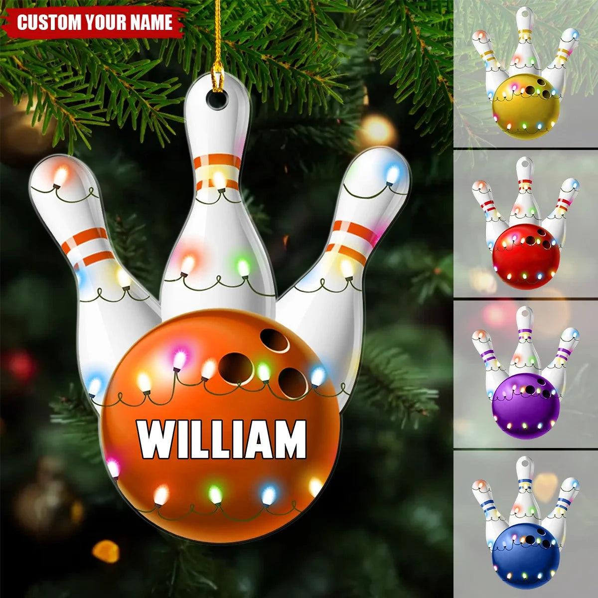 Personalized Bowling Ball Christmas Ornament - Custom Name Keepsake Gift for Bowling Players and Team Members