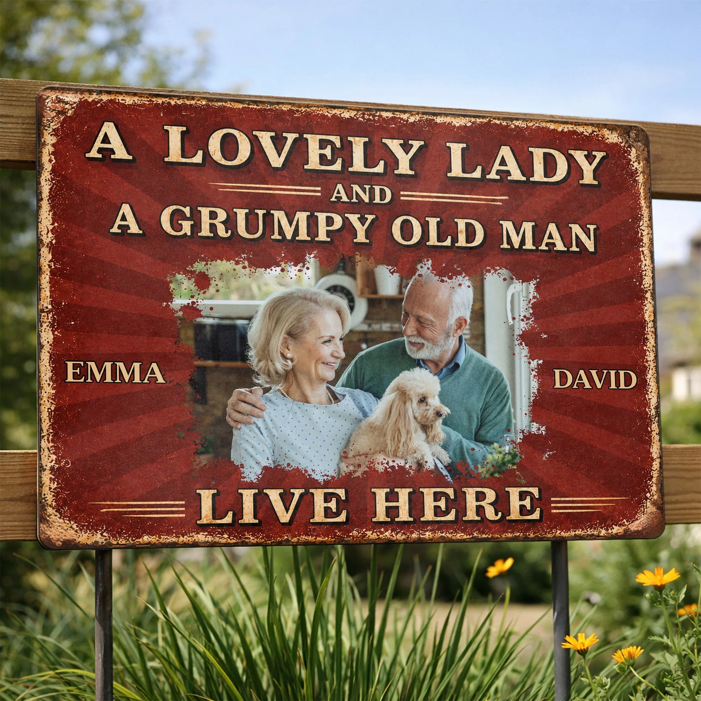 Custom Couple Photo Metal Sign for Couples with personalized design details for meaningful gifting image 8