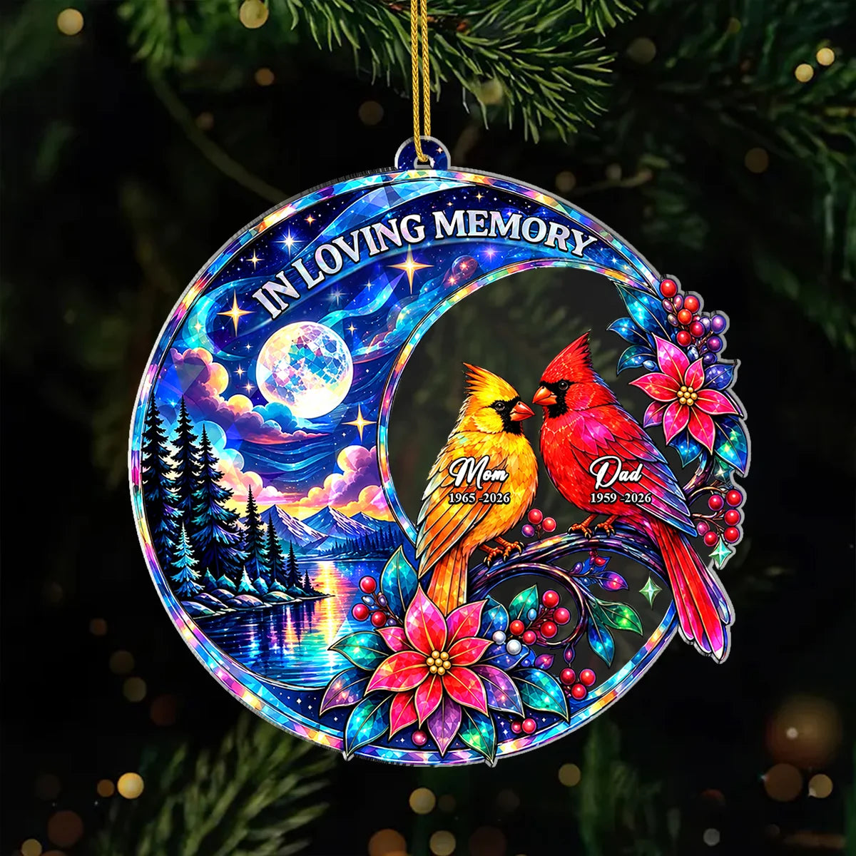 We Are Always With You Personalized Cardinal Acrylic Ornament - Family Memorial Keepsake for Mom Dad