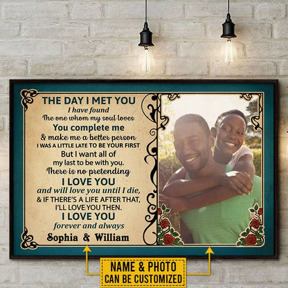 The Day I Met You Personalized Couple Canvas / Poster - Custom Photo Wall Art Gift for Husband Wife