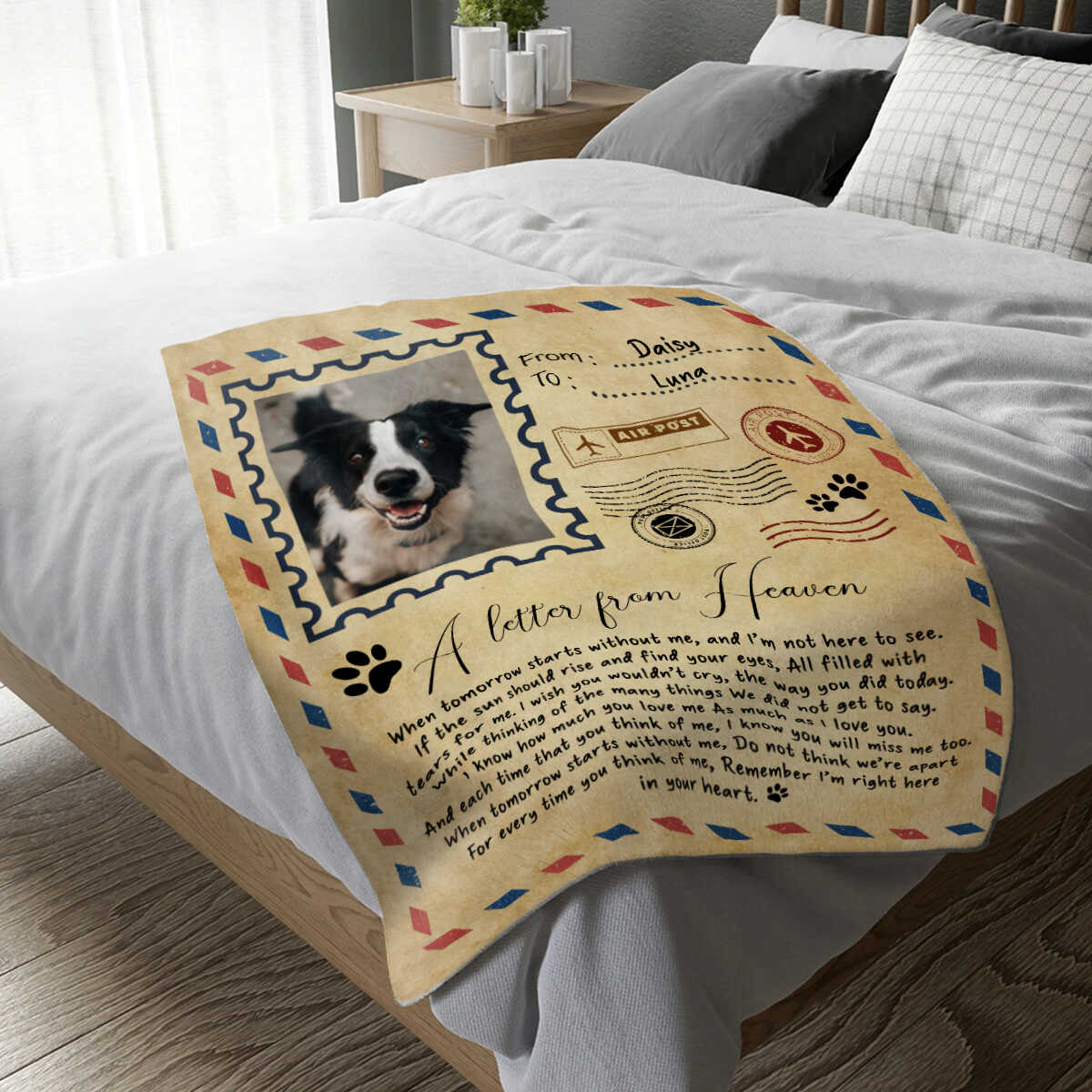 A Letter From Heaven Personalized Pet Memorial Blanket - Sympathy Gift for Dog Lovers