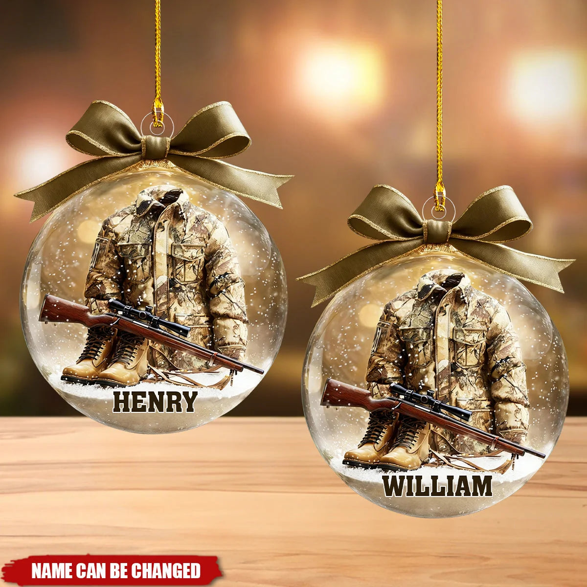 Personalized Hunting Acrylic Ornament - Custom Camo Jacket Gear Christmas Gift for Hunters