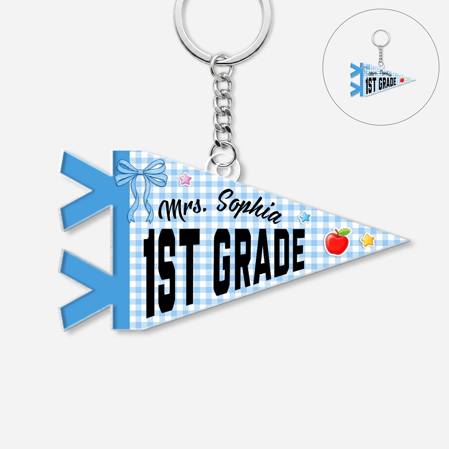 Custom Pennant Flag Acrylic Keychain - Personalized Back to School Gift