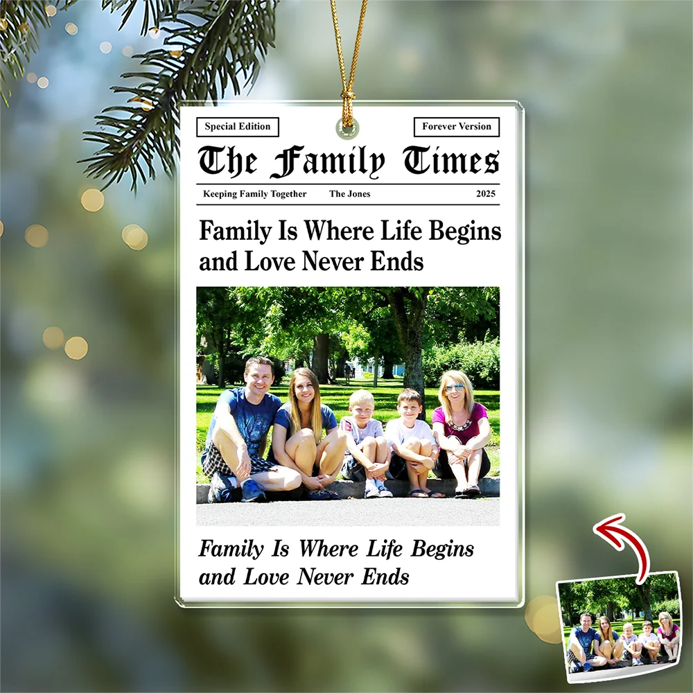 The Family Times Custom Photo Acrylic Ornament - Personalized Keepsake Christmas Gift for Family