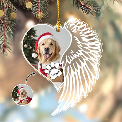 Custom Photo Dog Memorial Wing Personalized Acrylic Ornament - Christmas Keepsake for Dog Lovers