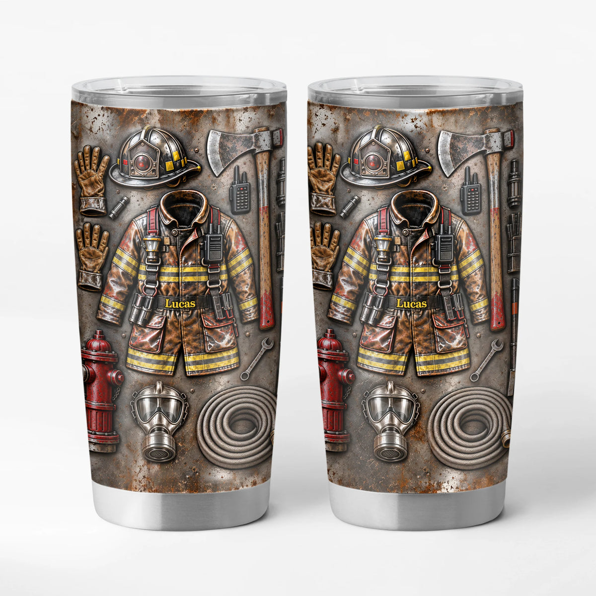 Firefighter Gear Turnout Coat Personalized Tumbler - Retirement Gift for Firemen