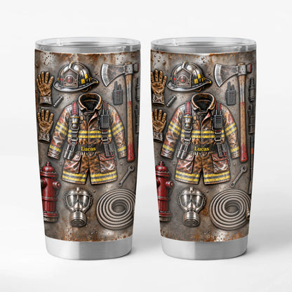 Firefighter Gear Turnout Coat Personalized Tumbler - Retirement Gift for Firemen