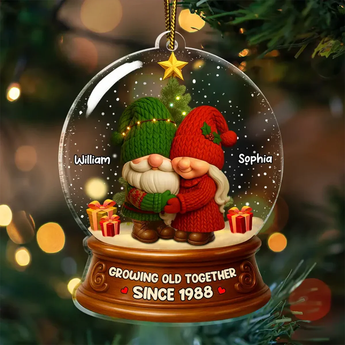 Personalized Christmas Couple Growing Old Together Acrylic Ornament - Custom Romantic Keepsake Gift for Wife and Husband