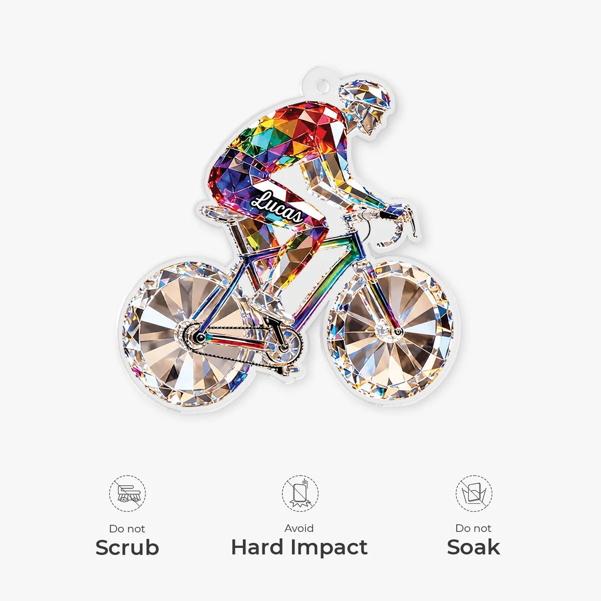 Custom Name Bicycle Acrylic Ornament - Personalized Cyclist Christmas Keepsake Gift