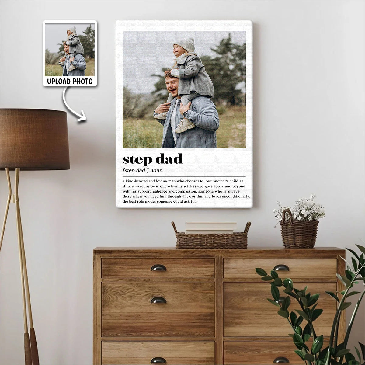 Step Dad Definition Personalized Canvas / Poster - Custom Photo Wall Art Gift