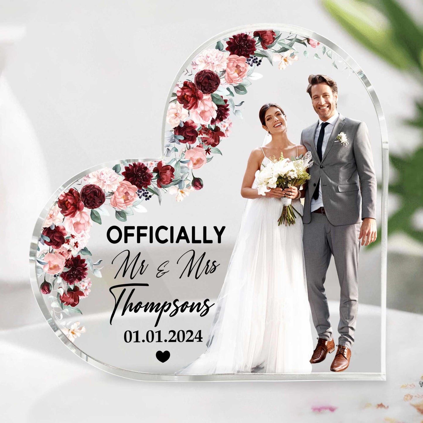 Custom Wedding Photo Acrylic Plaque personalization view for Wife
