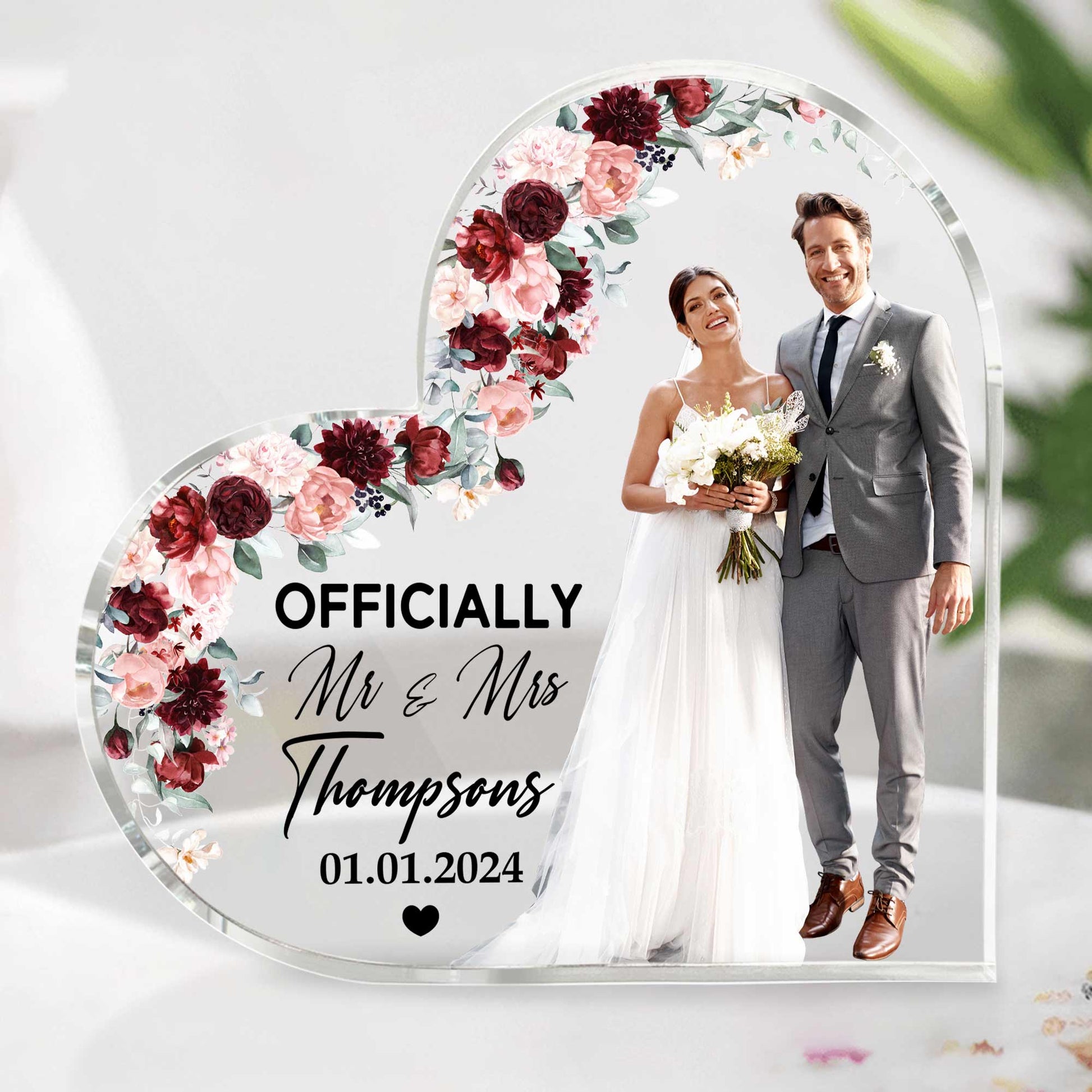 Custom Wedding Photo Acrylic Plaque personalization view for Wife