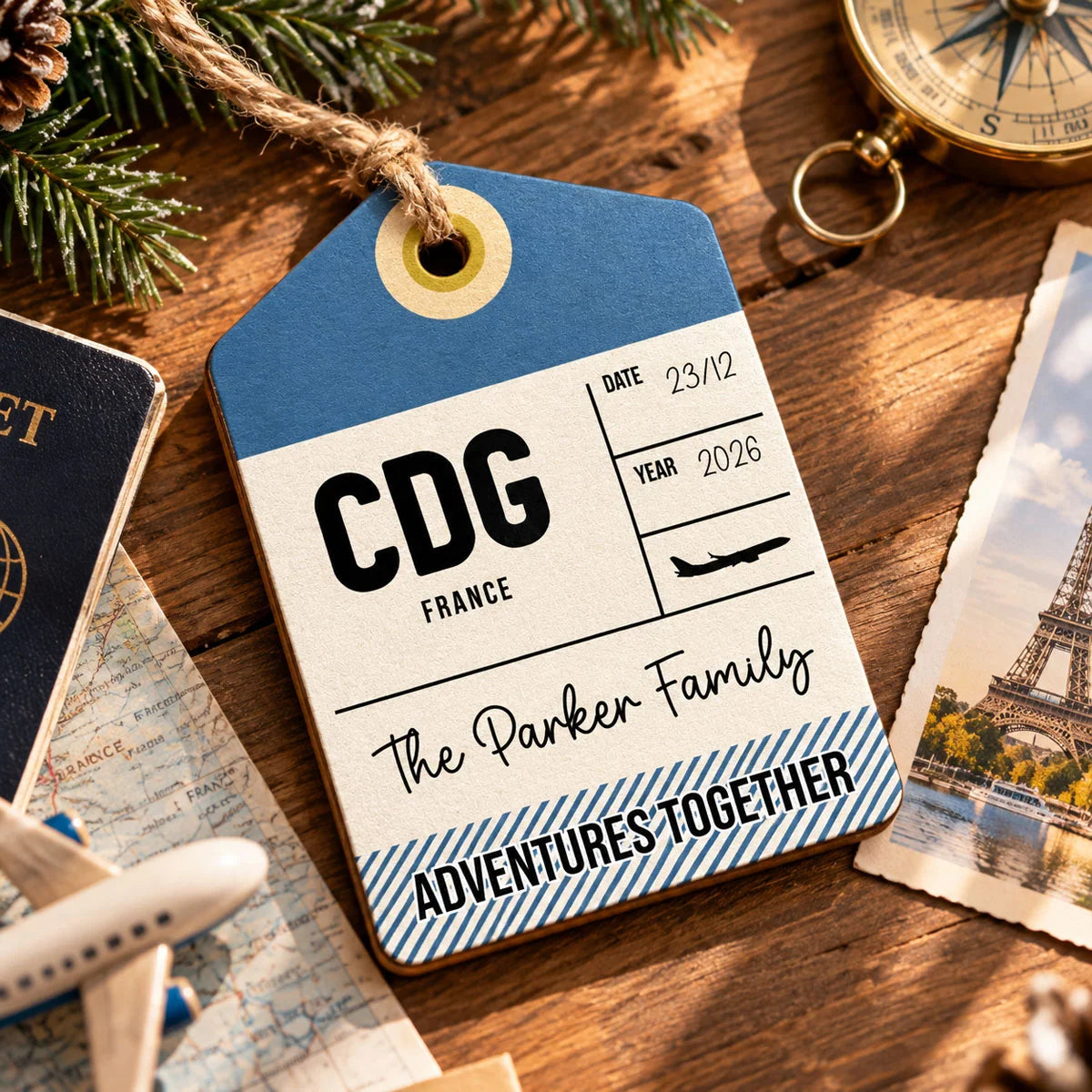 Best Trip Of The Year Personalized Wooden Travel Ornament - Vacation Christmas Gift for Family