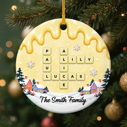 Family Crossword Personalized Ceramic Ornament - Christmas Keepsake for Family