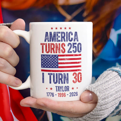 Mug material and size view - Personalized America Turns 250 Mug