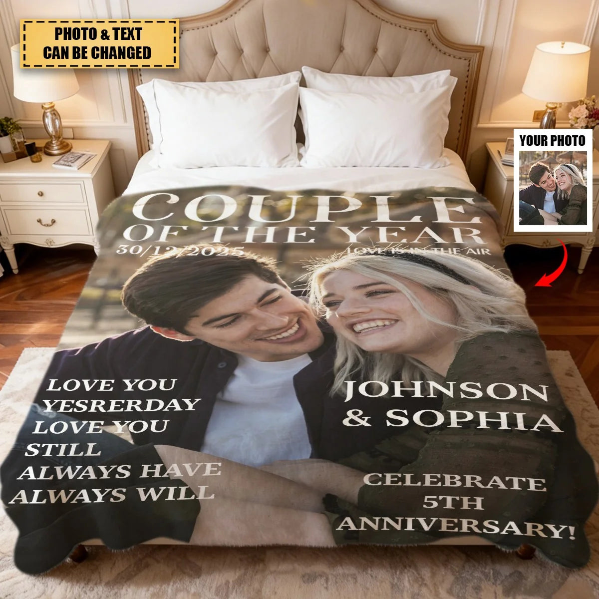 Couple Of The Year Magazine Cover Personalized Blanket - Custom Photo Anniversary Gift