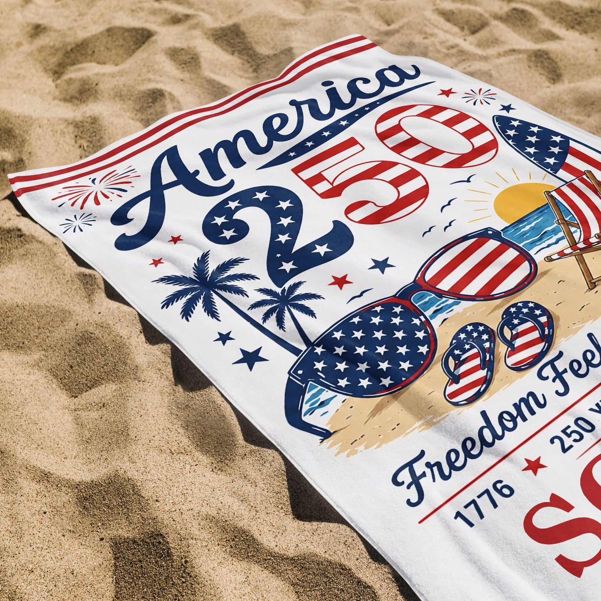 Custom Freedom Feels Like Summer Beach Towel for Family with personalized design details for meaningful gifting image 7