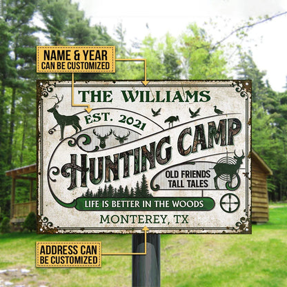 Life Is Better in the Woods Personalized Hunting Camp Metal Sign - Custom Cabin Wall Art