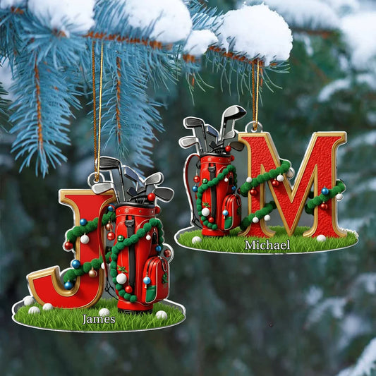 Personalized Golf Ornament - Custom Name Letter Holiday Keepsake for Golfers