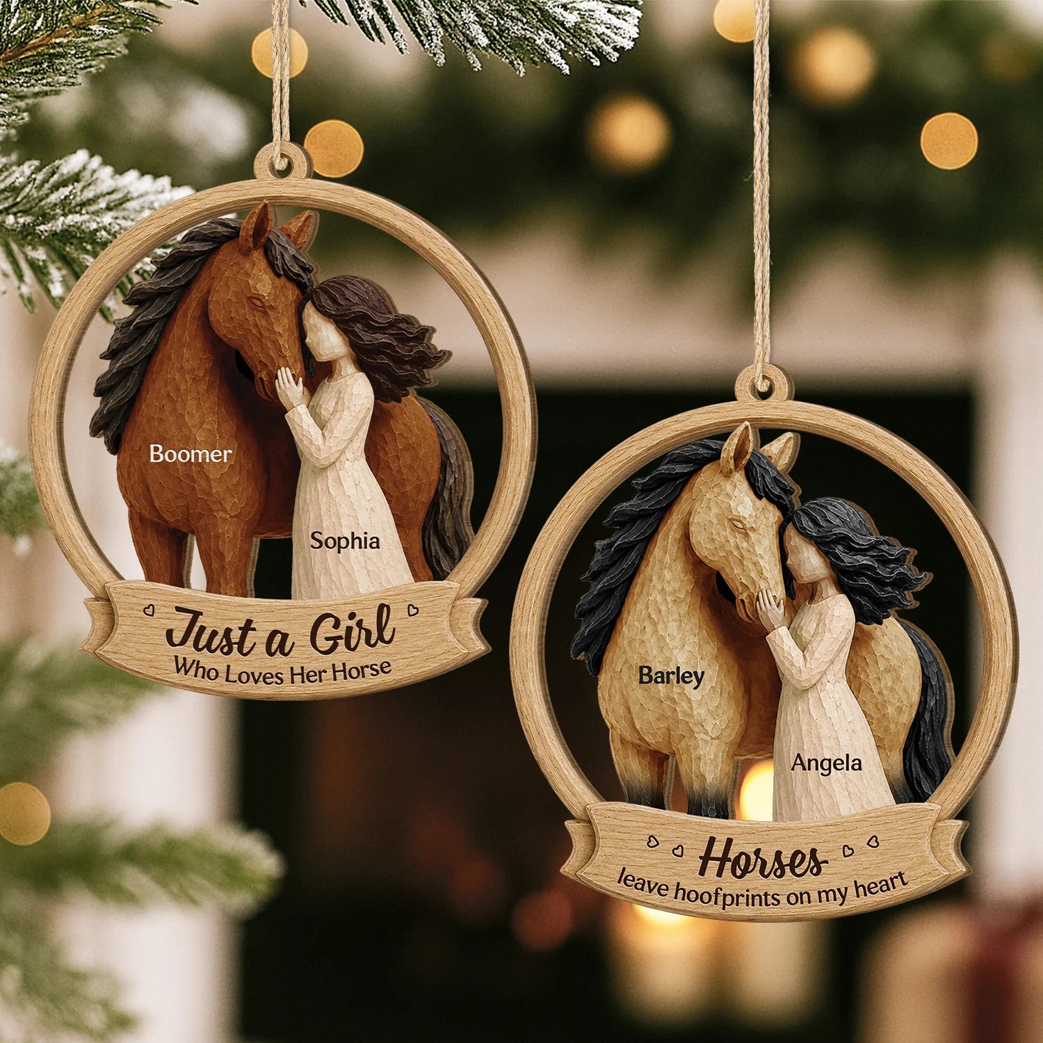 Just a Girl Who Loves Her Horse Personalized Wooden Ornament - Custom Equestrian Keepsake Gift for Horse Lovers