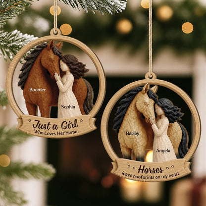 Just a Girl Who Loves Her Horse Personalized Wooden Ornament - Custom Equestrian Keepsake Gift for Horse Lovers