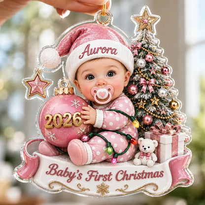 "Baby's First Christmas" Personalized Acrylic Ornament - Custom Keepsake Holiday Tree Decor