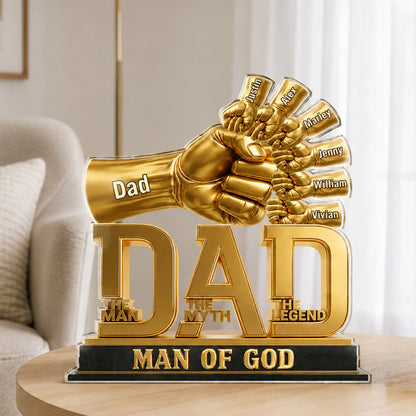 Personalized Dad Fist Bump Acrylic Plaque personalization view for Dad