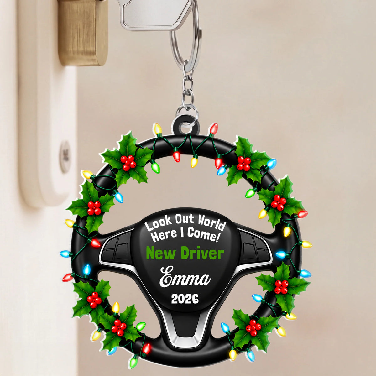 “Look Out World, Here I Come” – Personalized New Driver Acrylic Keychain – Teen Driver Keepsake