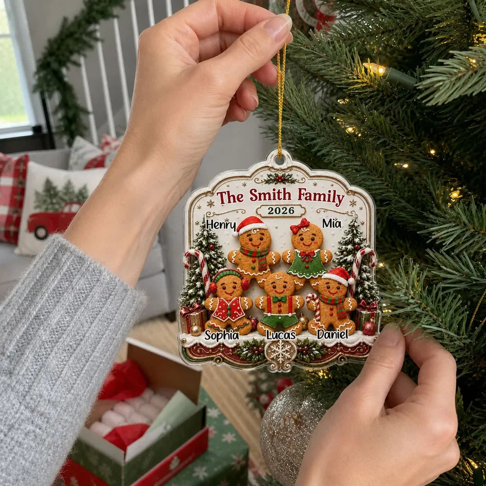 Our Sweet Family Personalized Acrylic Christmas Ornament - Custom Gingerbread Keepsake
