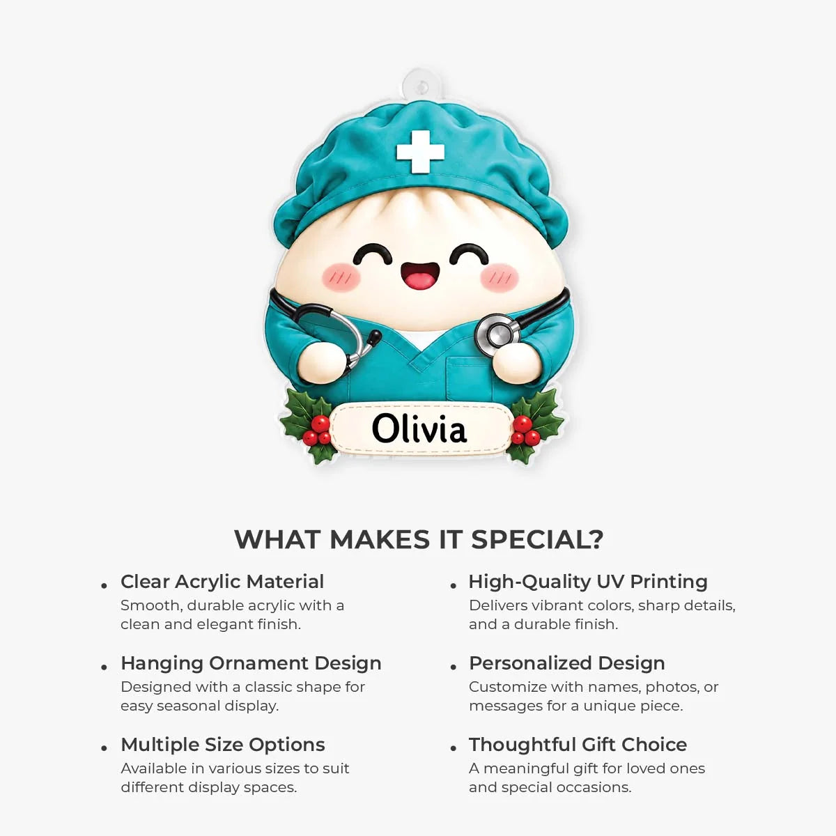 Cute Career Dumpling Personalized Acrylic Ornament - Custom Job Keepsake Gift for Coworkers