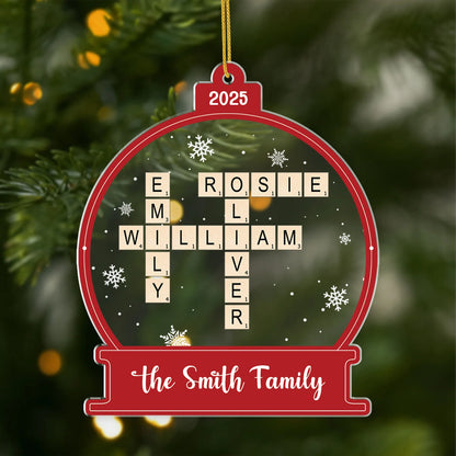 Custom Family Crossword Ornament - Personalized Acrylic Holiday Keepsake for Family