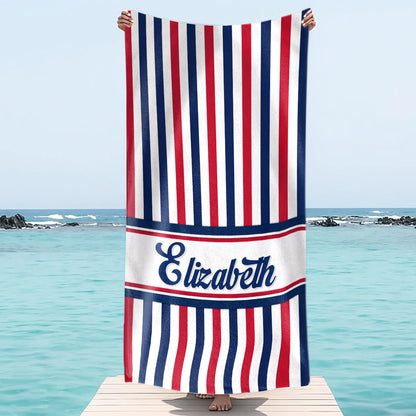 Personalized Patriotic Beach Towel personalization view for Family