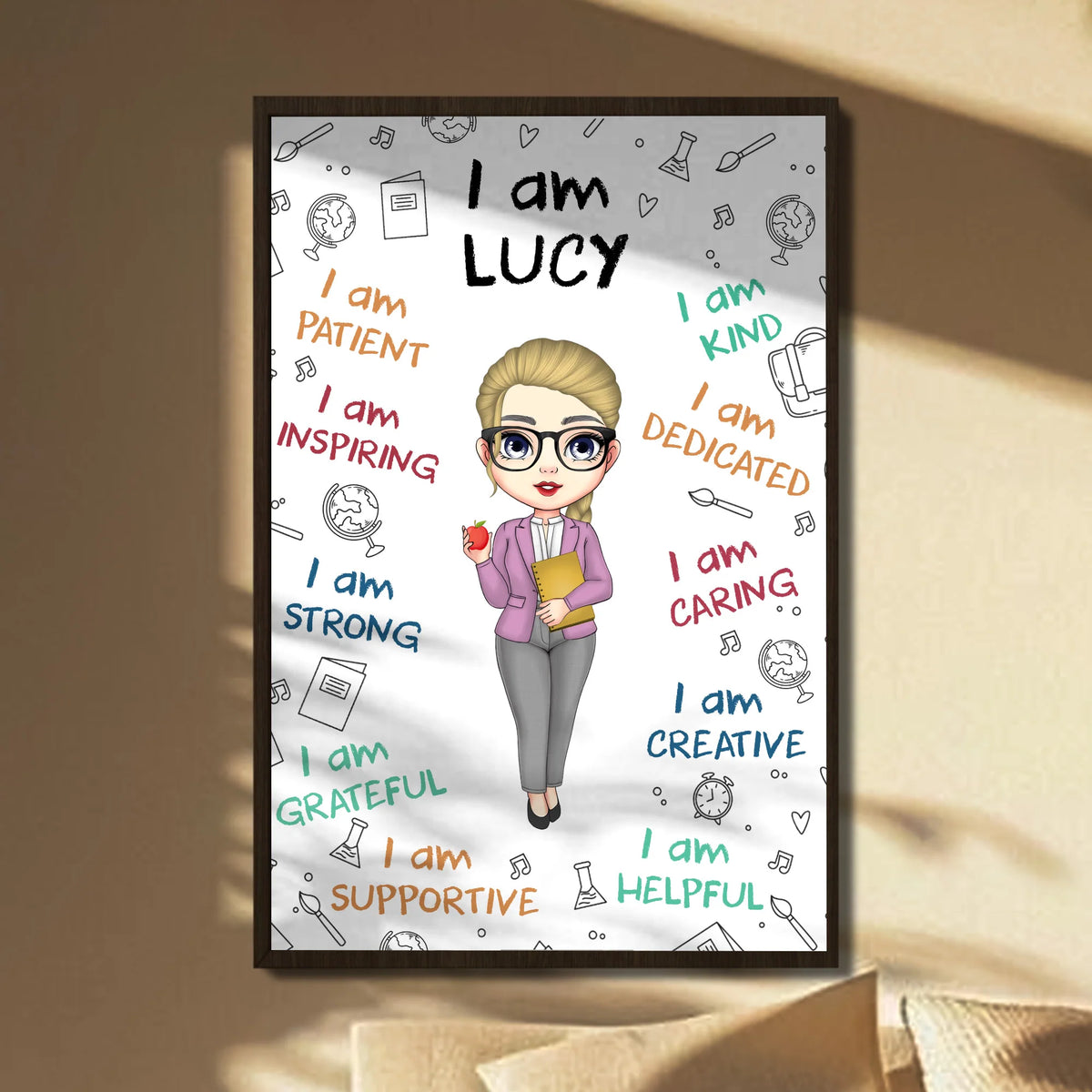 I Am Patient Inspiring Strong Personalized Teacher Canvas / Poster - Custom Classroom Wall Art Gift